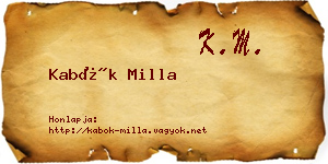 Kabók Milla névjegykártya
